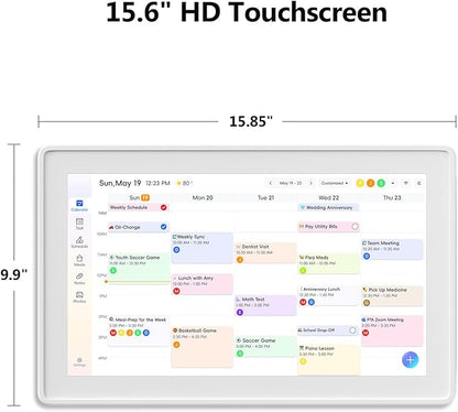Digital Calendar, 15.6 Inch Wall Planner Electronic Calendar & Chore Chart, Smart Touchscreen Interactive Display for Family Schedules, Great for Organizing Your Routines, Wall & Desk Mountable White