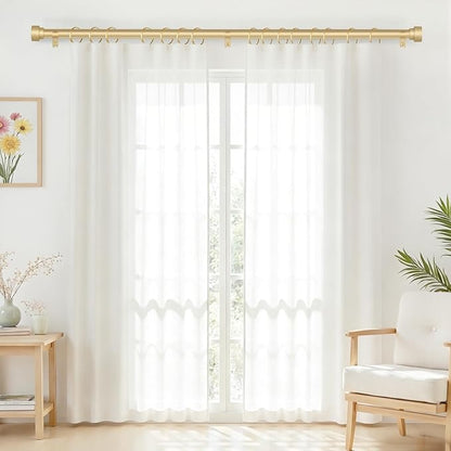 GEEBOBO Gold Curtain Rods for Windows 72 to 144 Inch, 1 Inch Adjustable Heavy Duty Decorative Window Curtain Rod, W1 (Gold, 32"-150")