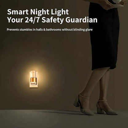 LED Night Light Plug into Wall with Dusk to Dawn Sensor,0-100LM Brightness Acrylic Nightlight with 3 Adjustable Color(3000K/4500K/6000K),2 Pack (Copper)