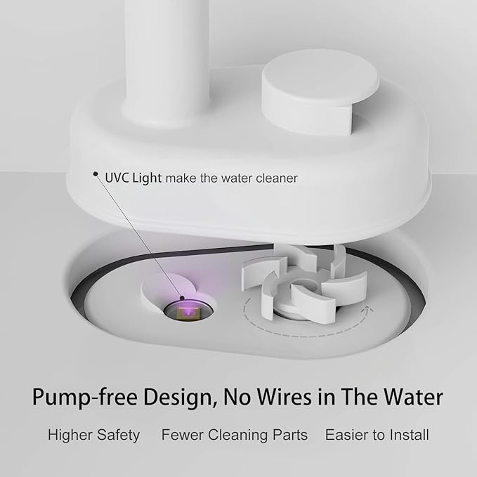 Cat Water Fountain, App Control Wireless Cat Fountain, 122oz/3.6L Pumpless Water Fountains for Cats Indoor with Stainless Steel Tray, Wi-Fi Dog and Pet Water Fountain (White, Fountain+8 Fliters)