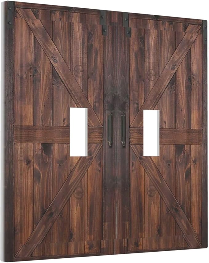 Decorative Light Switch Cover Plate Vintage Brown Farmhouse Barn Door 2 Gang Outlet Covers Double Toggle Wall Plates for Electrical Outlets Switch Plate Covers Faceplate for Bedroom Home Decor