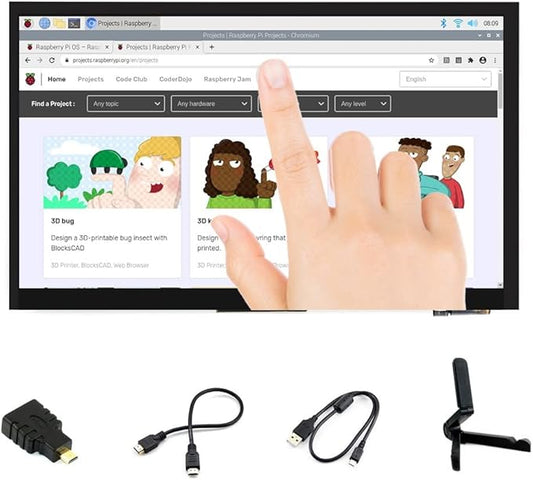 7 inch HDMI LCD 1024x600 Resolution Capacitive Touch Screen IPS Display Module Compatible with Raspberry Pi 4 3 2 1 B B+ A+,Jetson Nano,Support Software Resolution (up to 1920×1080)