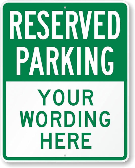 SmartSign 30 x 24 inch Custom “Reserved Parking” Metal Sign - Add Text, 80 mil Laminated Rustproof Aluminum, Green and White, Made in USA