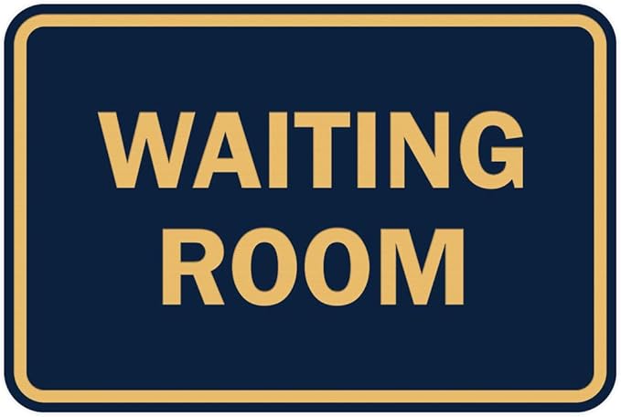 Signs ByLITA Classic Framed Waiting Room (Navy Blue/Gold) - Small 2 Pack