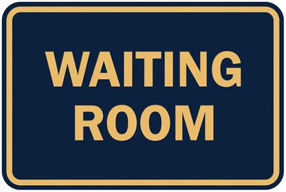 Signs ByLITA Classic Framed Waiting Room (Navy Blue/Gold) - Small 2 Pack