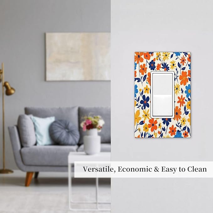 Nature Flowers Botany Plant Art Floral Decorative Outlet Covers 1 Gang Single Rocker Light Switch Cover Plate Wall Plates GFCI Faceplate for Bedroom Bathroom Decor