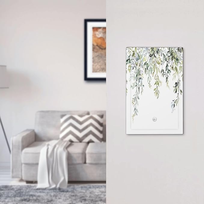 Light Switch Cover Plate Boho Farmhouse Flower Leaf Sage Green 1 Gang No Device Blank Electrical Wall Plates Faceplate Decorative Switch Plate for Bedroom Cabin Decor