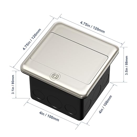 KYHSHJ 4.8A USB Chargers Pop Up Floor Waterproof Electrical Outlet Receptacle Stainless Steel Box(Stainless Steel Color)