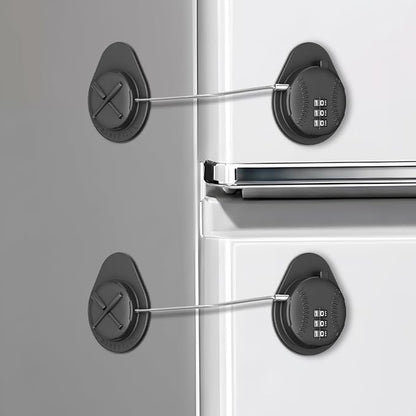 2 Pack Latest Baseball Style Child Safety Refrigerator Lock with 3 Digit Combination Code; Baby Proofing Cabinet Latches for Fridge, Closet, Drawer & Freezer (Black)