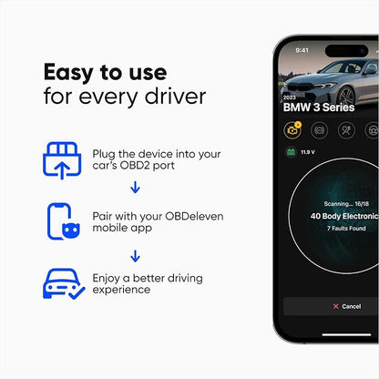 OBDeleven 3 Diagnostic Tool Scanner for Audi Seat Cupra Skoda Volkswagen BMW Mini Toyota Ford (Android & iOS)