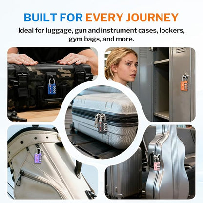Forge Dual-Opening: Key or Combination Lock, TSA Approved Lock for Luggage, Pelican case, Travel, Gym, School, Luggage Combination Lock, Travel Bag Lock (Black 2 Locks and 2 ID)