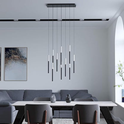 ALTAIR 10 Mini Pendant Lighting White-Black - LED Hanging Light Fixture for Kitchen Island, Bar, Foyer - Cluster Pendants - Dimmable, Adjustable Wire, Lamp Bulb Included