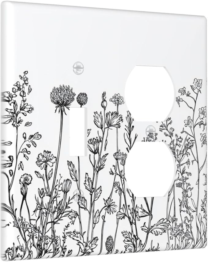 Wallplates Floral Wildflower Rustic Plant Leaves 1 Toggle 1 Duplex Switch Plate Electrical Gfci Faceplate Decorative Light Switch Covers For Farmhouse Cabin Decor