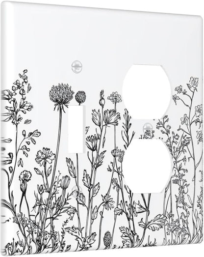 Wallplates Floral Wildflower Rustic Plant Leaves 1 Toggle 1 Duplex Switch Plate Electrical Gfci Faceplate Decorative Light Switch Covers For Farmhouse Cabin Decor