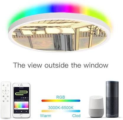 12" Smart Wall Sconce, Decorative Lamp, Light Painting, Recessed Ceiling Light, Compatible with Alexa, Google Home, for Bedroom, Study, Living Room Voice/Remote/App Controls