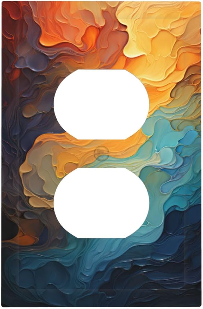 Abstract Colorful Modern Luxury Rainbow 1 Gang Duplex Receptacle Switch Wall Plate Decorative Switchplate Outlet Covers Electrical Plug Cover Faceplate for Bathroom Home Decor 5 X 3 IN