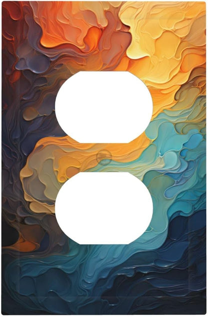Abstract Colorful Modern Luxury Rainbow 1 Gang Duplex Receptacle Switch Wall Plate Decorative Switchplate Outlet Covers Electrical Plug Cover Faceplate for Bathroom Home Decor 5 X 3 IN