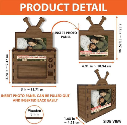 Custom Wooden TV Photo Frame for Couple, Personalized Valentine Love Display for Couples Newlyweds Husband Wife, Custom Valentine Gifts for Couple