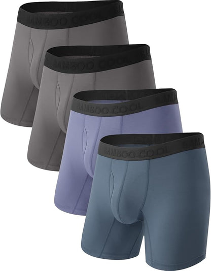 BAMBOO COOL Men's Ultra Breathable Underwear,No Riding Up Boxer Briefs with ComfortFlexible Waistband,Multipack