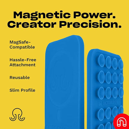OCTOBUDDY Magnet - Dual Magnetic & Suction Phone Mount - Magnetic-Compatible Silicone Mobile Holder - Hands-Free Selfies & Videos - Content Creator Accessory - 2.6″ x 3.9″, Empire Strikes Black