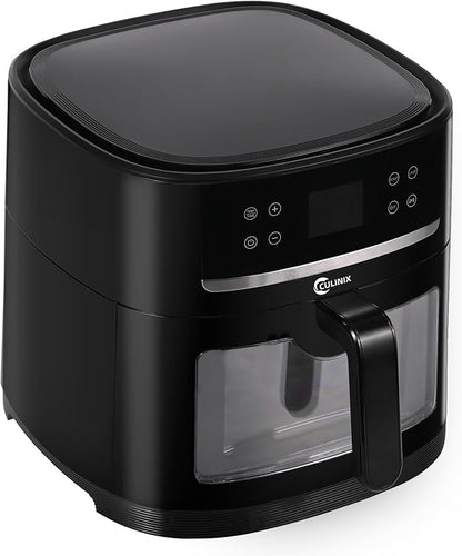 8L Large Air Fryer, AI Intelligent Recognition Cooking Air Fryer with Window, 12 Preset Menus, Touchscreen Display, 400°F, Raven Black