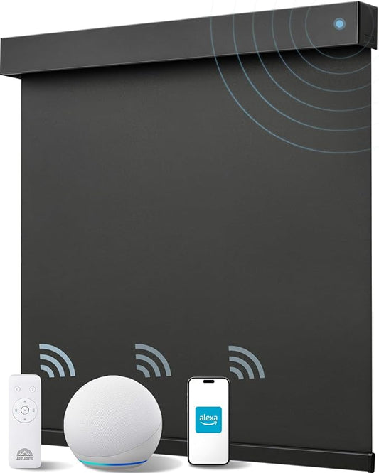 Smart Roller Shades for Windows, Alexa Blackout Motorized Blinds with Remote Control, Easy Install Automatic Electric Blinds for Indoor (25" W x 72" H, Black)