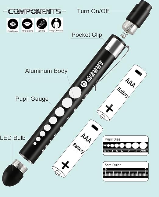 MEUUT 3 Pack Pen Lights for Nurses with 6 Batteries – Medical Penlights Nurse Accessories for Work, Perfect Nursing Student Essentials Medical Supplies for Nurses Doctors EMT Trauma