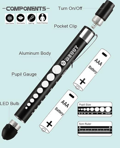 MEUUT 3 Pack Pen Lights for Nurses with 6 Batteries – Medical Penlights Nurse Accessories for Work, Perfect Nursing Student Essentials Medical Supplies for Nurses Doctors EMT Trauma