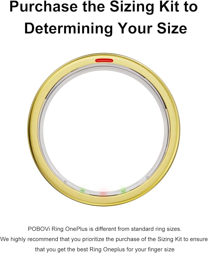 Ring OnePlus - Ultra-Thin Titanium Smart Ring - 7 Days Battery Life - Fitness/SPO₂/Stress/HR/Sleep Skin Temperature Tracker - No App Fee - iOS&Android Compatible (Gold,Size 12)