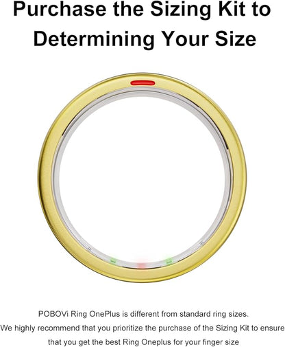 Ring OnePlus - Ultra-Thin Titanium Smart Ring - 7 Days Battery Life - Fitness/SPO₂/Stress/HR/Sleep Skin Temperature Tracker - No App Fee - iOS&Android Compatible (Gold,Size 12)