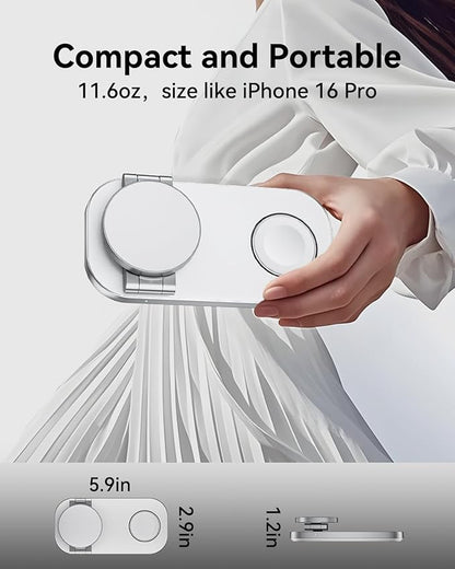 3 in 1 Wireless Charging Station for Apple Devices, Magnetic Foldable Fast Charger Stand Compatible with MagSafe for iPhone Air/17/16/15/14/13/12 Series, Apple Watch & AirPods Pro/4/3/2