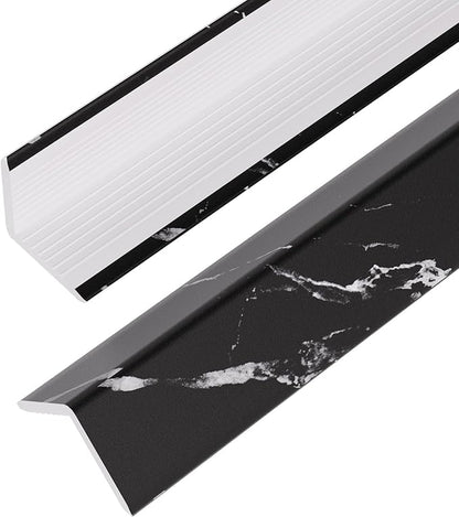 OUZUGIE 8-Pack 57 Inches, WPC Slat Wall Panel Trim,Corner Guard for High Grille (Black Marble-1)