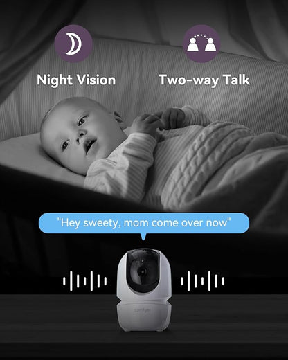 Baby Monitor with Camera and Audio, 7" 720P HD Video Baby Monitor No WiFi, 6000mAh Battery, VOX Mode, Auto Night Vision, Hack Proof, Remote PTZ