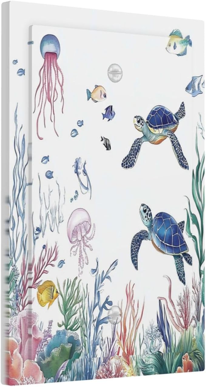 Blue Sea Turtle Ocean Fish Octopus Coral Light Switch Cover Plate 1 Gang No Device Blank Electrical Wall Plates Faceplate Decorative Switch Plate For Bathroom Kids Room Decor