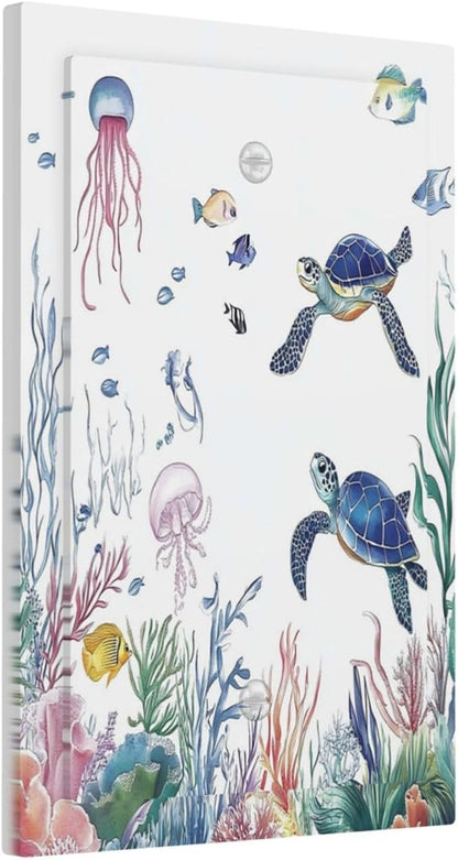 Blue Sea Turtle Ocean Fish Octopus Coral Light Switch Cover Plate 1 Gang No Device Blank Electrical Wall Plates Faceplate Decorative Switch Plate For Bathroom Kids Room Decor