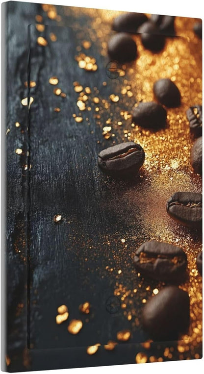 Decorative Light Switch Cover Plate Black Wood Board Gold Dust Coffee Beans 1 Gang No Device Single Blank Outlet Covers Wall Plate Cover Switchplate Electrical Face Plate