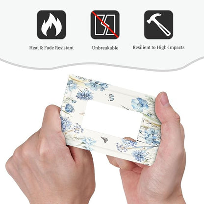 Decorative Outlet Covers Blue Floral Hydrangea Plants 1 Gang Single Rocker Light Switch Cover Plate Wall Plates GFCI Faceplate for Bedroom Home Decor