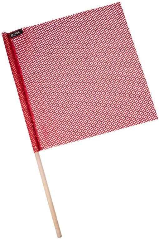Mytee Products (16 Pack) 18"x18" Red Safety Flags for Truck Loads w/Dowel - DOT Compliant Jersey Mesh Warning Flags on Stick for Oversize Wide Load, Construction, Road Traffic, Pedestrian Signs