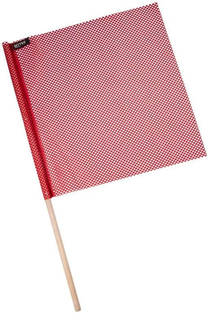 Mytee Products (16 Pack) 18"x18" Red Safety Flags for Truck Loads w/Dowel - DOT Compliant Jersey Mesh Warning Flags on Stick for Oversize Wide Load, Construction, Road Traffic, Pedestrian Signs
