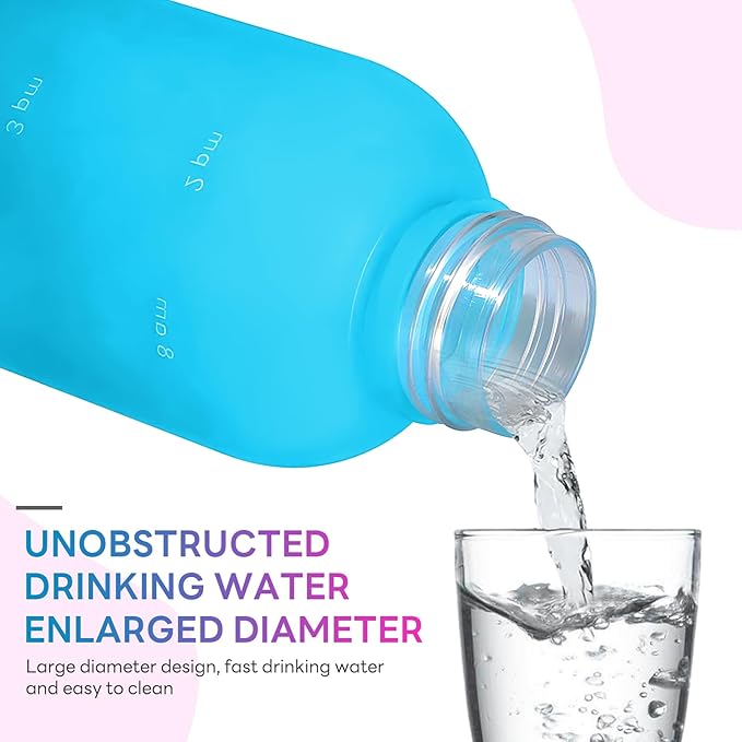 1L（33 oz） daily tracking schedule time hours reminder motivational day goals hydration capacity measured marker tracker plastic wide mouth measurements water bottle