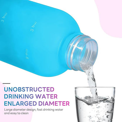 1L（33 oz） daily tracking schedule time hours reminder motivational day goals hydration capacity measured marker tracker plastic wide mouth measurements water bottle