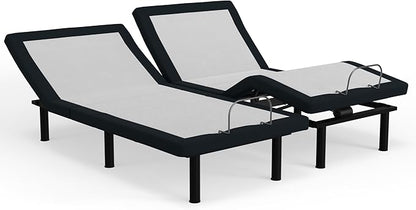 Blissful Nights e4 Cal King Split Adjustable Bed Base Frame with Wireless Remote, Massage Motors, Anti-Snore, Zero Gravity, Dual USB Charging Station, Under-Bed Light, and 10 Year Warranty