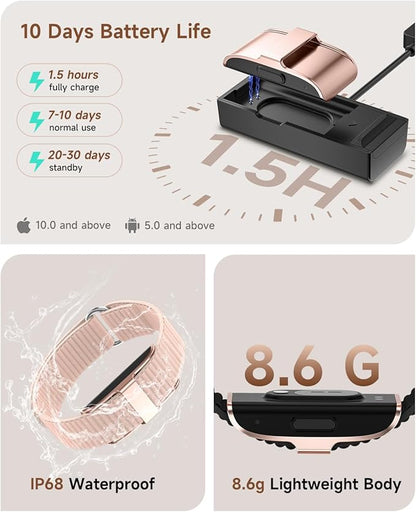Health Fitness Tracker, Wearable Activity Step Tracker for Men Women, Continuous Sleep/ Heart Rate/ SpO2/ Stress/ Blood Pressure Monitor, IP68 Multiple Sports Modes Watch, Free App for Android iPhone