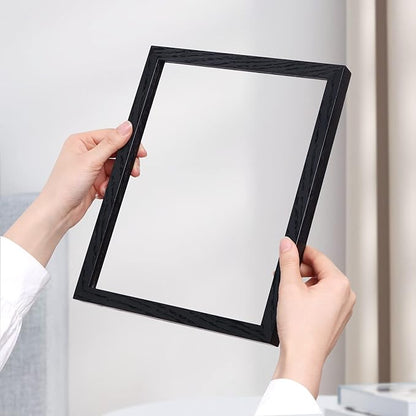 Fun Memories Black Picture Frames 11x14 Set of 3, Light Wood 11 x 14 Frames for Wall, Solid Oak Wood Frame 11 by 14 with Tempered Glass, 11x14 Frame with Mat for 8x10, Black 11x14 Poster Frames