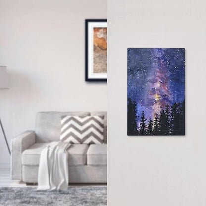 Light Switch Cover Plate Dream Milky Way Starry Forest Pine Watercolor Painting 1 Gang No Device Blank Electrical Wall Plates Faceplate Decorative Switch Plate for Bedroom Home Decor