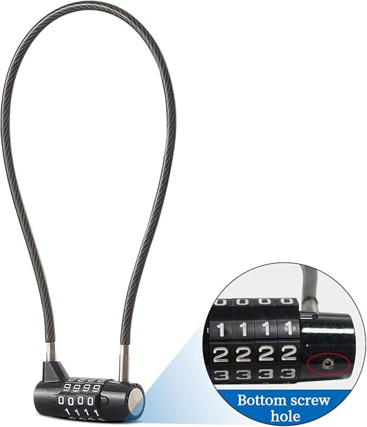 Combination Lock with Long Cable Durable Flexible 4 Digits Combo Locks 7.5” Locker Lock for Gym Locker School Cabinet Barn Gates/Sheds/Pet Cages Backpack Suitcase (7.5")