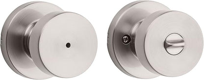 Kwikset Pismo Door Knob Set, 6 Pack with 3 Non-Locking Passage and 3 Locking Keyless Privacy Handles, with Round Rose, Featuring Microban Protection in Satin Nickel