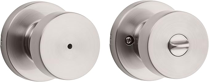 Kwikset Pismo Door Knob Set, 10 Pack with 5 Non-Locking Passage and 5 Locking Keyless Privacy Handles, with Round Rose, Featuring Microban Protection in Satin Nickel