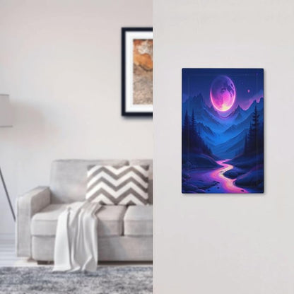 Purple Cyberpunk River Full Moon Mountain Forest Light Switch Cover Plate 1 Gang No Device Blank Decorative Switch Plate Electrical Wall Plates Faceplate for Bedroom Bathroom Decor
