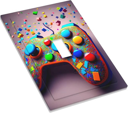 Videos Game Controller 1 Gang Single Toggle Decorative Light Switch Covers Electrical Faceplate Switchplates for Bathroom Kitchen Home